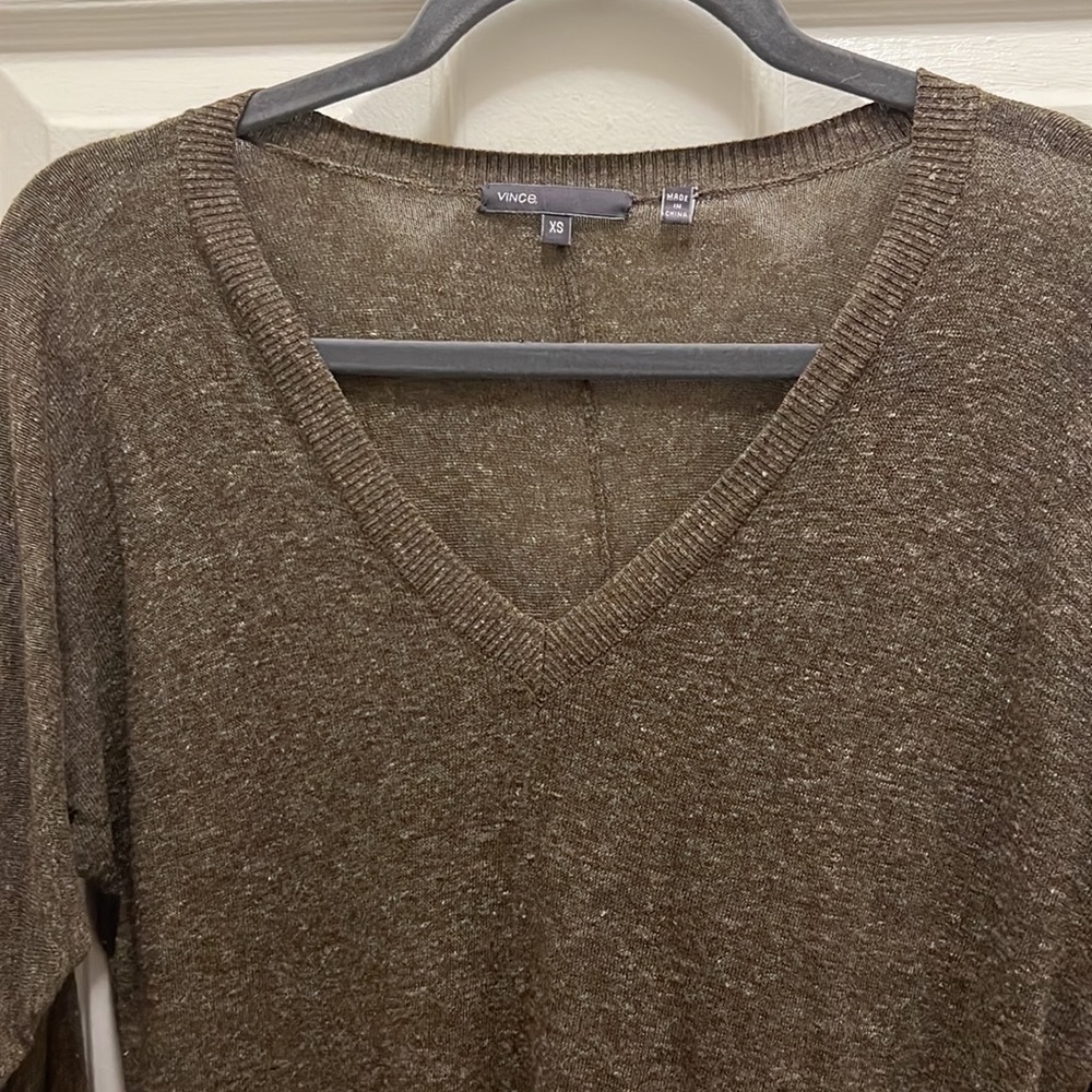 Vince lightweight linen sweater top. Light brown. GUC! Size XS. - Picture 6 of 6
